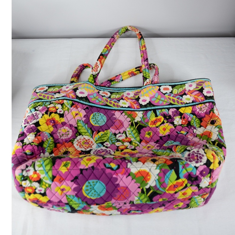 Vera Bradley Tote Bag Large Va Va Bloom Floral Excellent Quilted Cotton - Picture 6 of 7